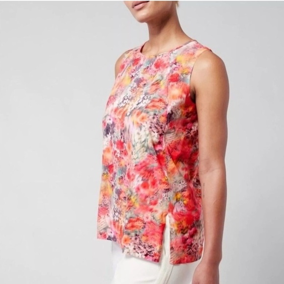 Athleta Refined Zephyr Sleeveless Tank Top Womens Large Pink Floral Blur - Picture 7 of 7